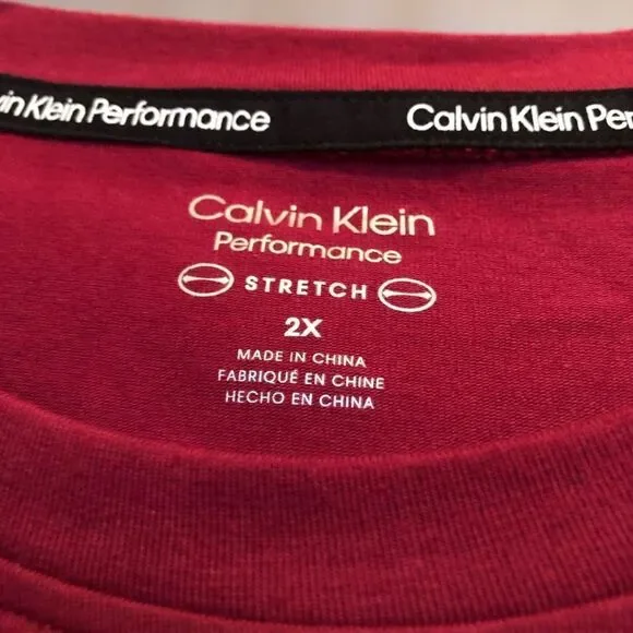 CALVIN KLEIN - NWT - L Sz 2X Performance Short Sleeve Logo Tee in Chianti - Picture 4 of 14